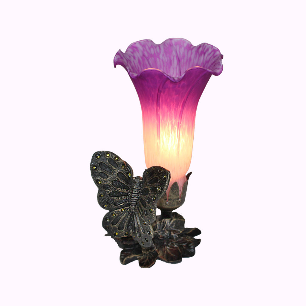 Jeweled Butterfly Sculptured Bronze Lamp