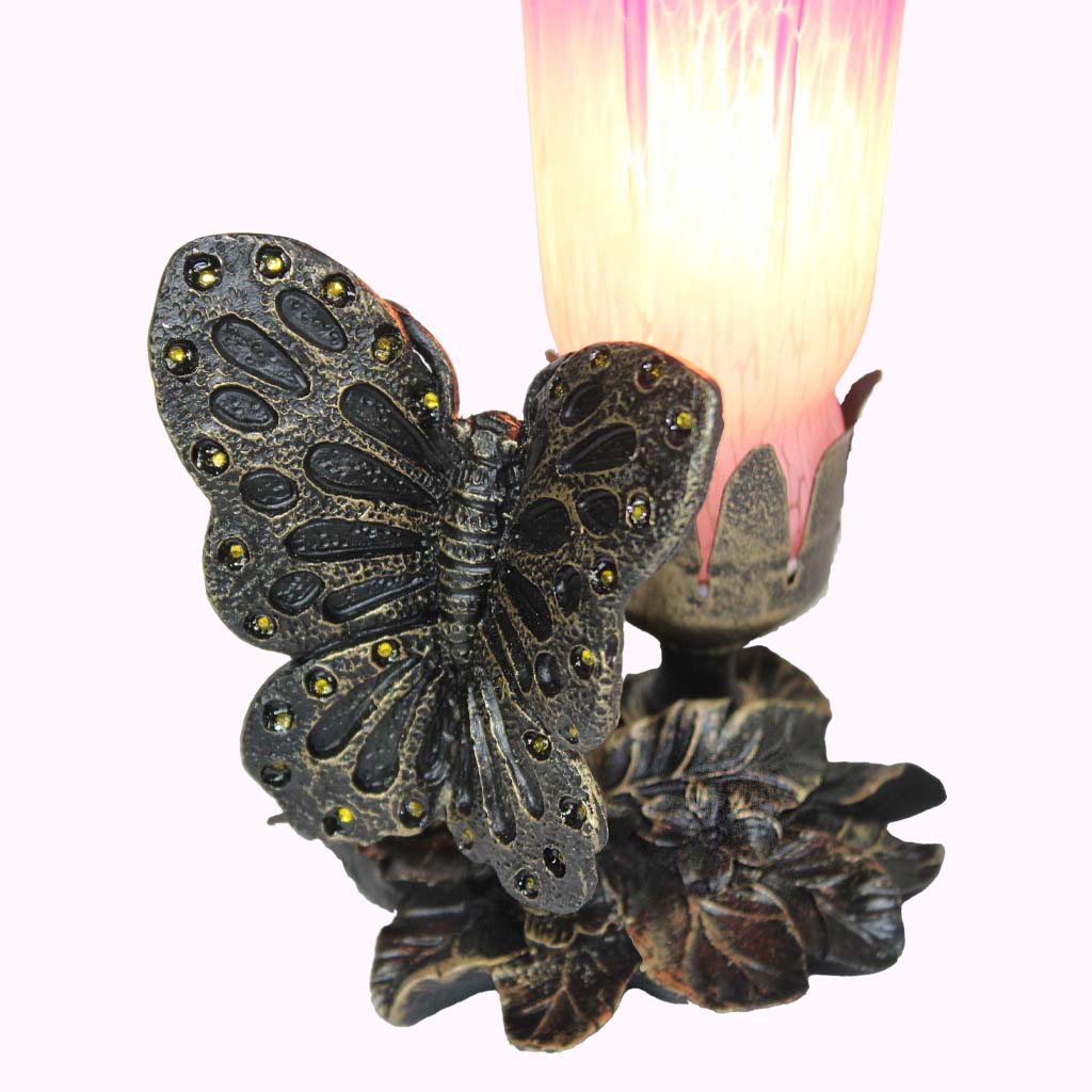 Jeweled Butterfly Sculptured Bronze Lamp