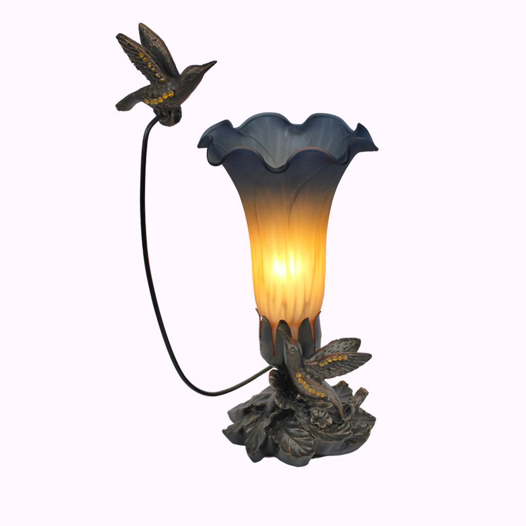 Double Hummingbird Sculptured Bronze Lamp