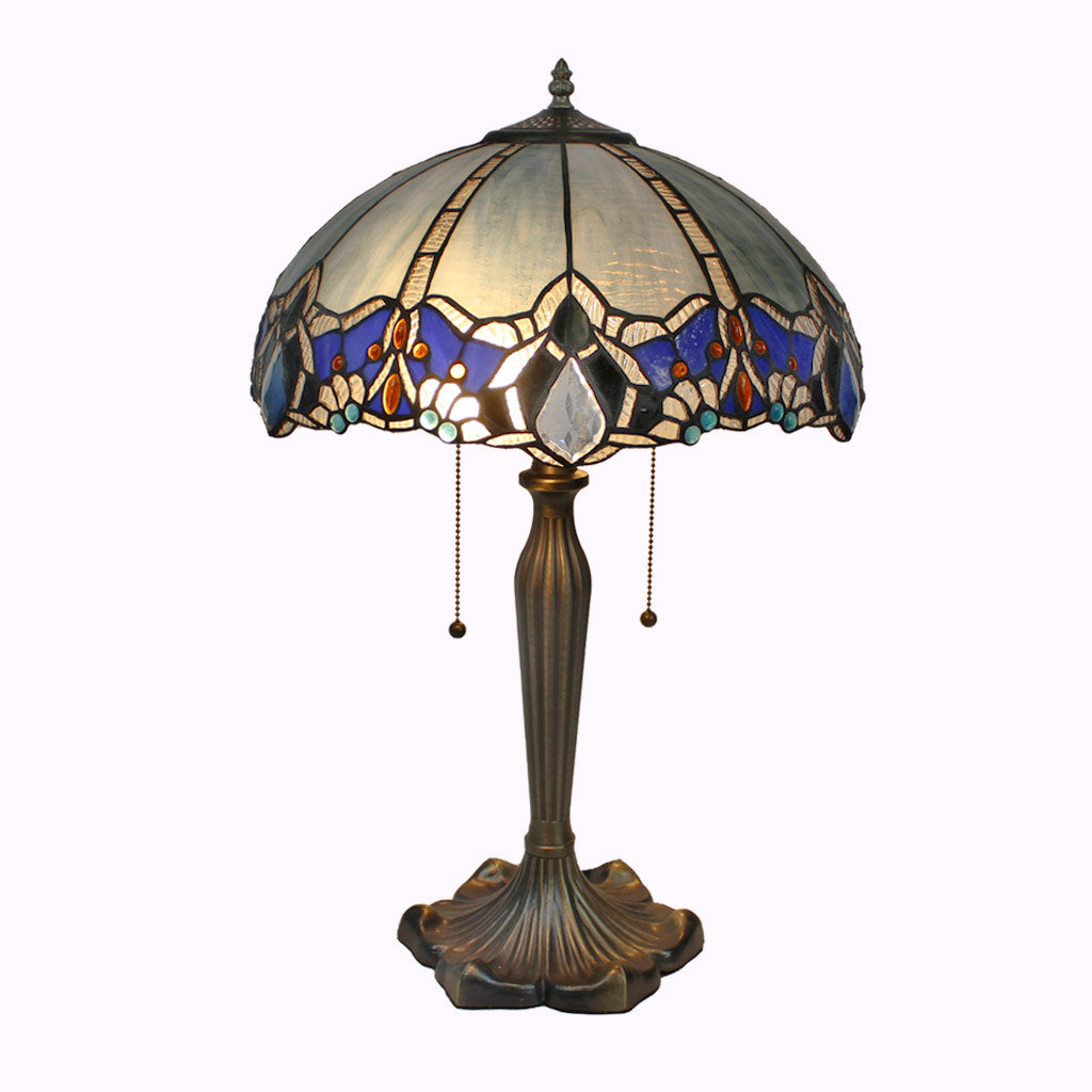 Large Blue Diamond Tiffany Table Lamp from Memory Lane Lamps