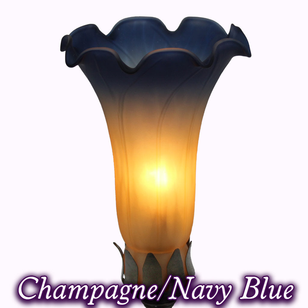 Jeweled Dragonfly Sculptured Bronze Lamp in champagne and navy blue